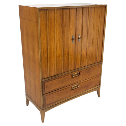 EstablishedLines Mid-Century Modern Double Door Compartment Walnut Gentleman's Chest Dresser MINT
