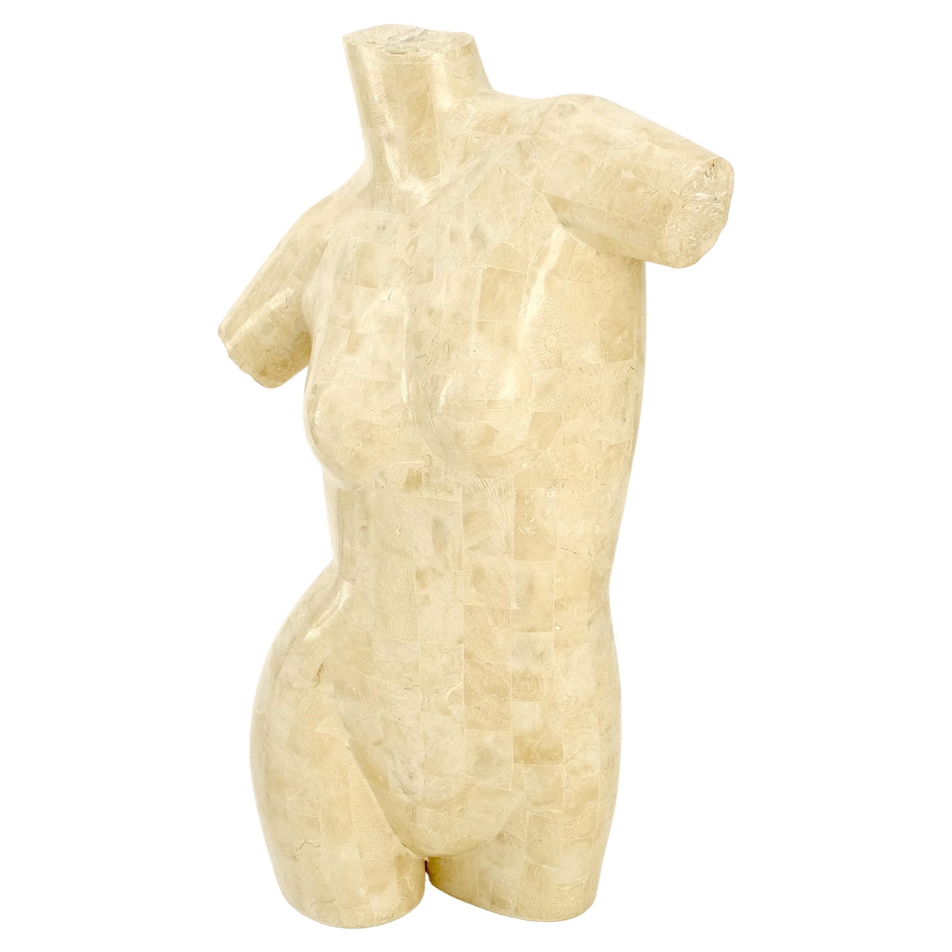 EstablishedLines Tessellated Stone Marble Travertine Sculpture of Nude Female Torso Mint!