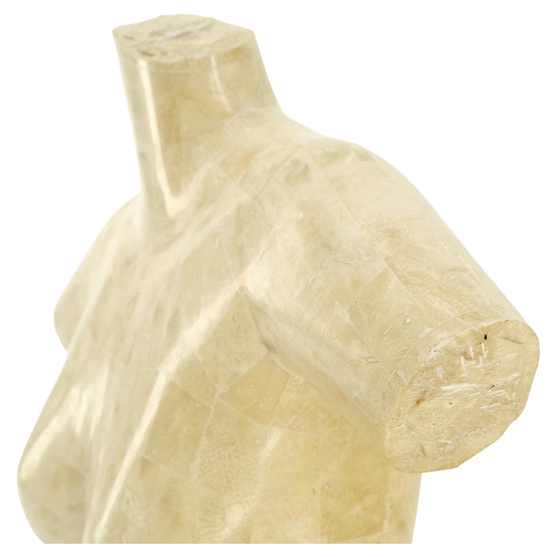 EstablishedLines Tessellated Stone Marble Travertine Sculpture of Nude Female Torso Mint!