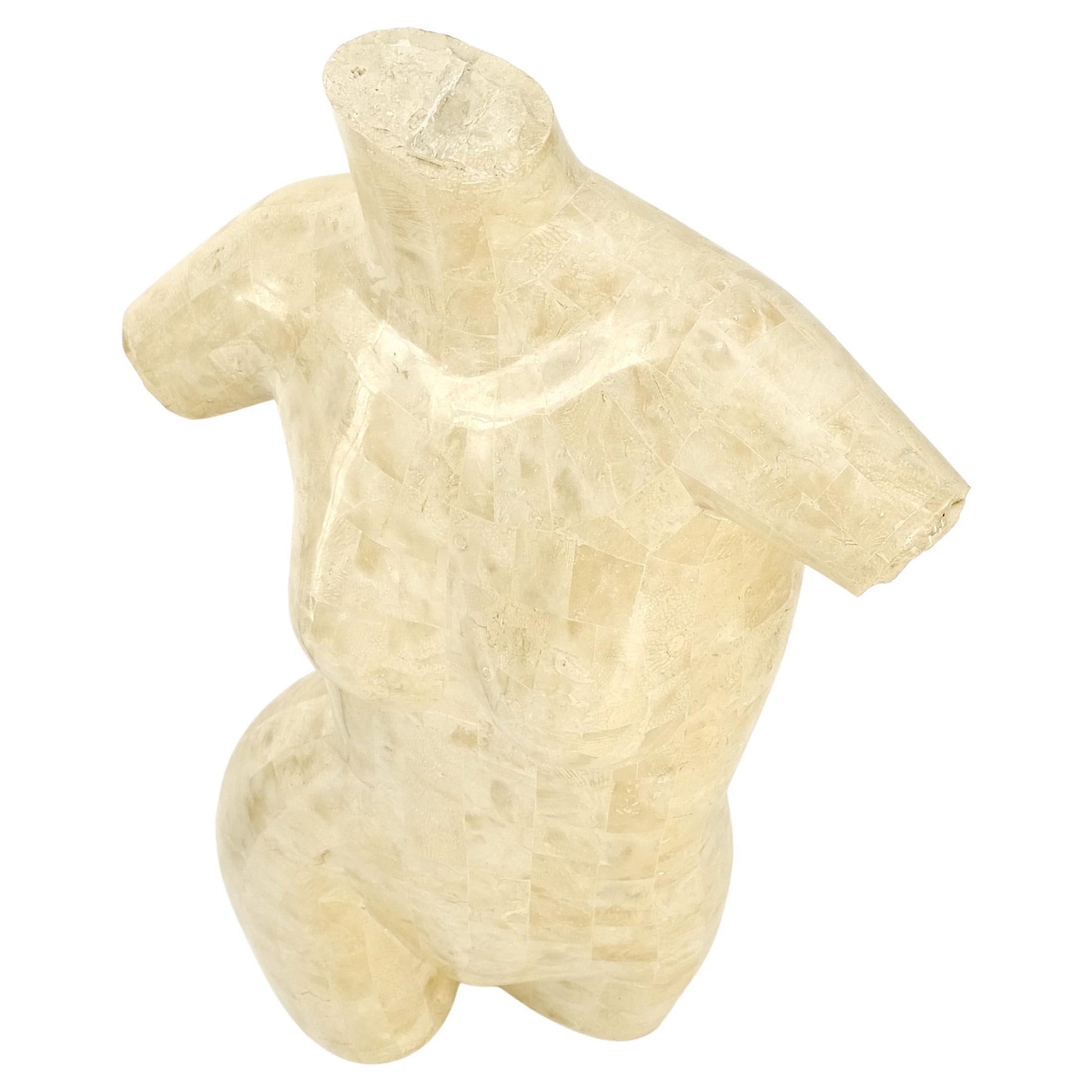 EstablishedLines Tessellated Stone Marble Travertine Sculpture of Nude Female Torso Mint!