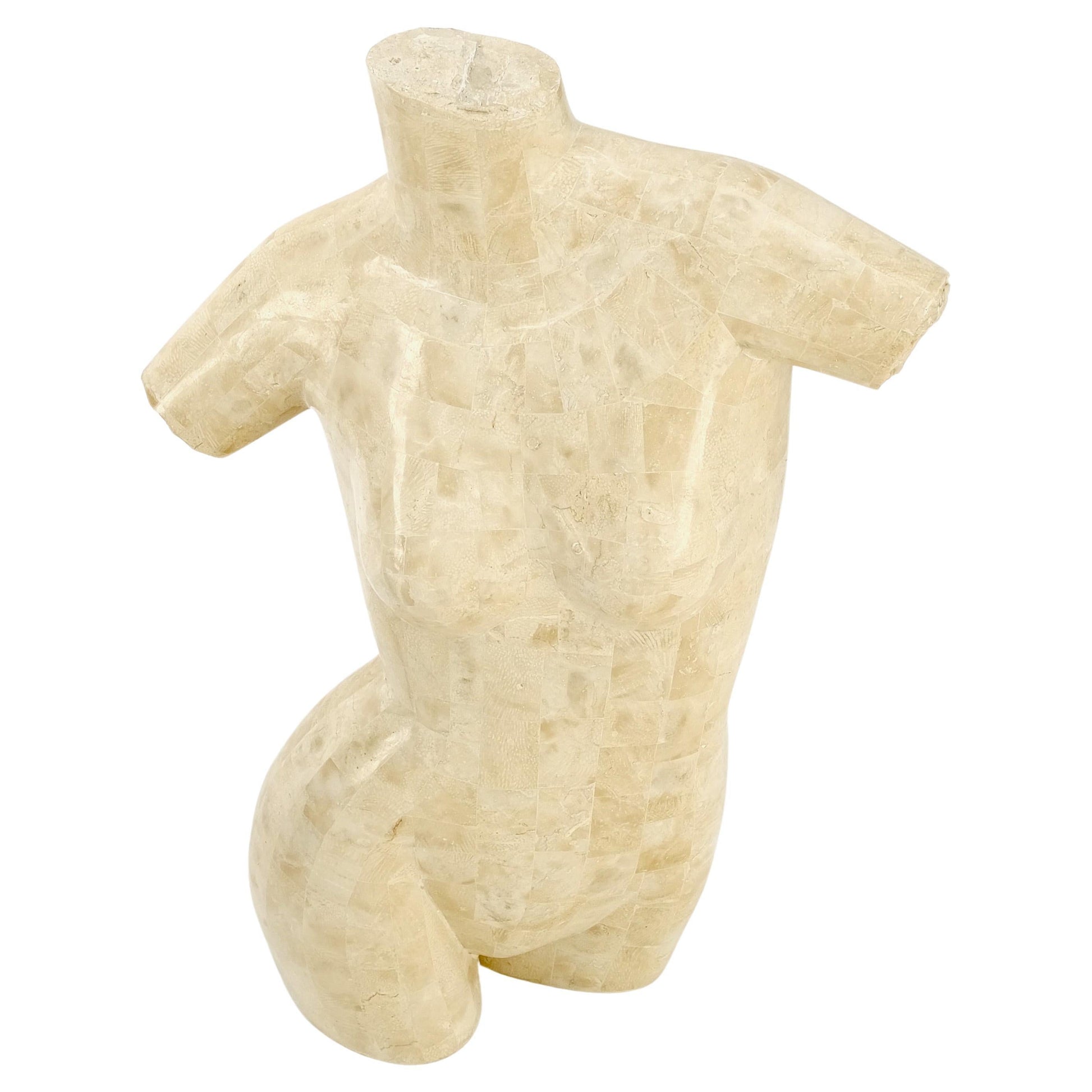 EstablishedLines Tessellated Stone Marble Travertine Sculpture of Nude Female Torso Mint!