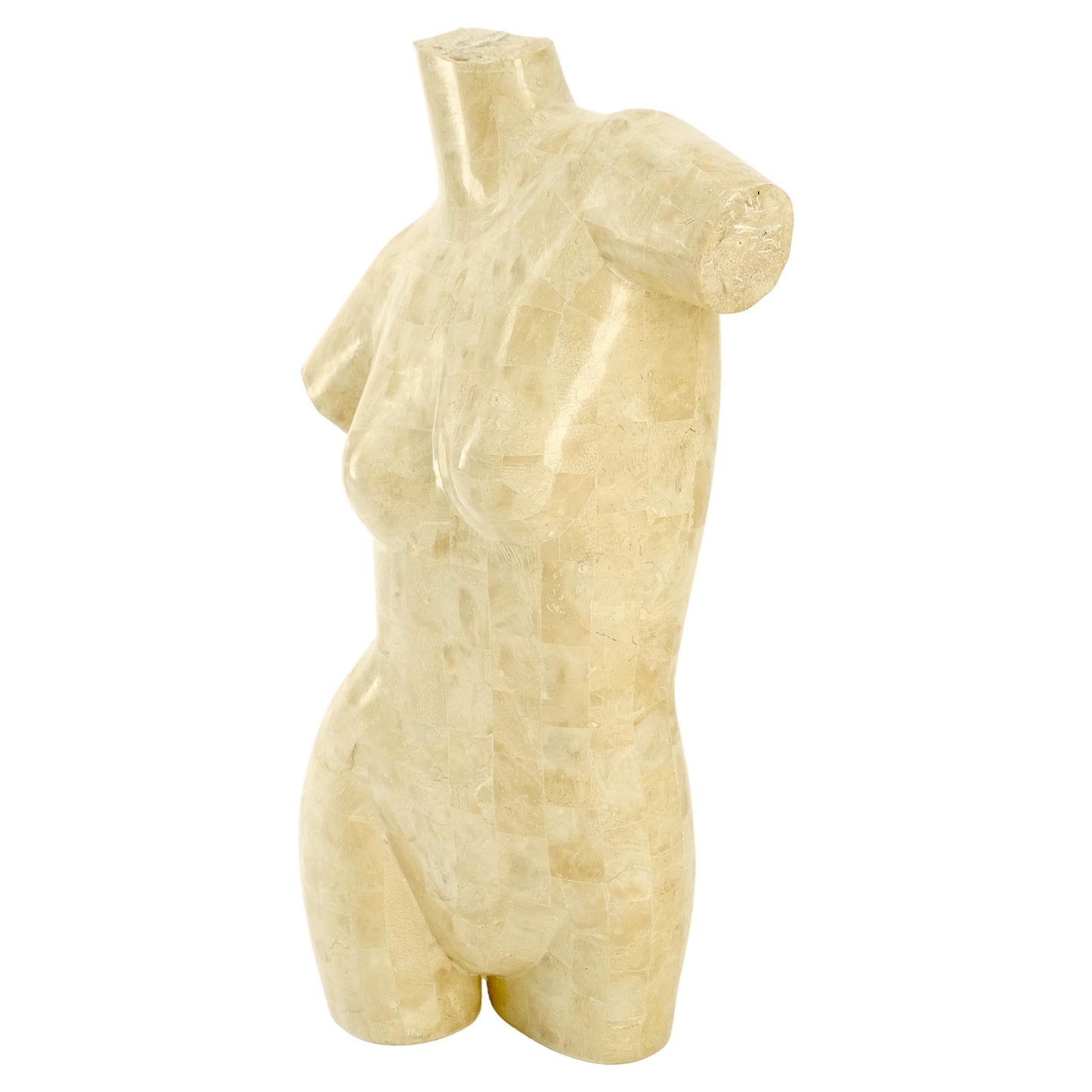 EstablishedLines Tessellated Stone Marble Travertine Sculpture of Nude Female Torso Mint!