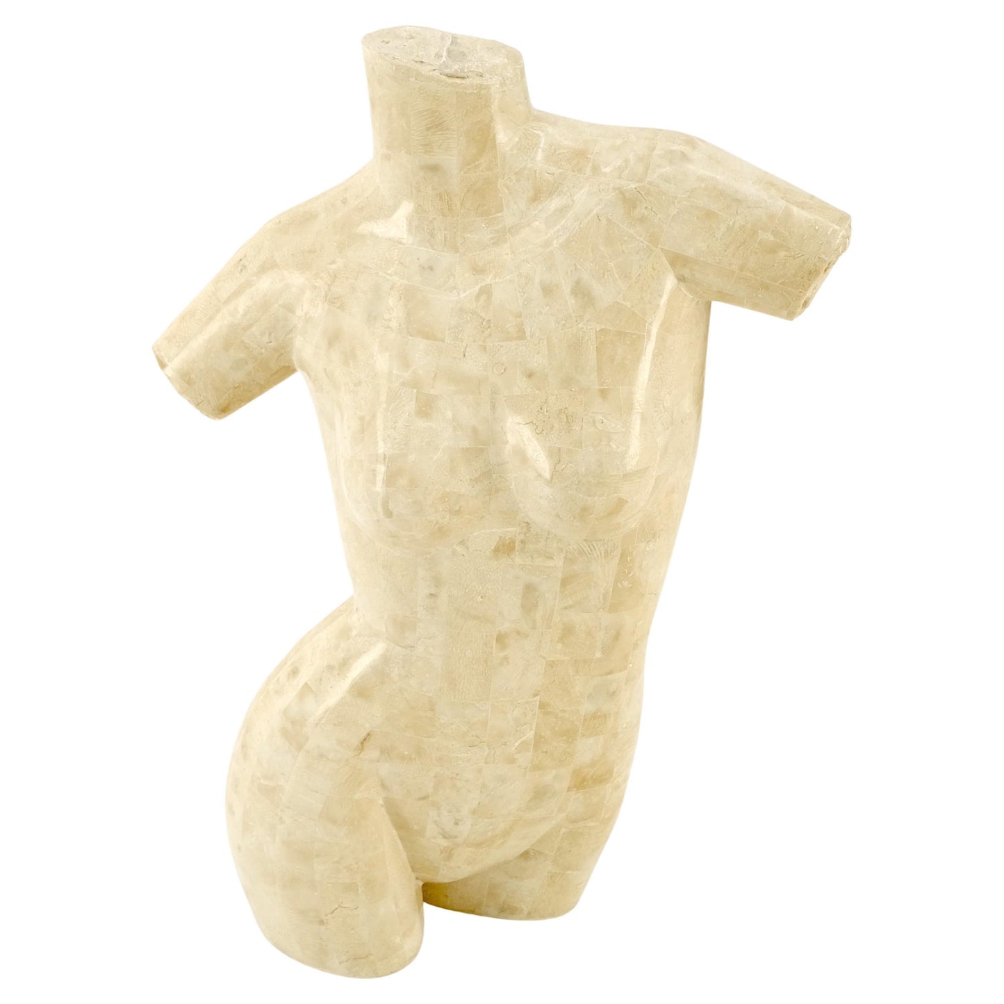 EstablishedLines Tessellated Stone Marble Travertine Sculpture of Nude Female Torso Mint!