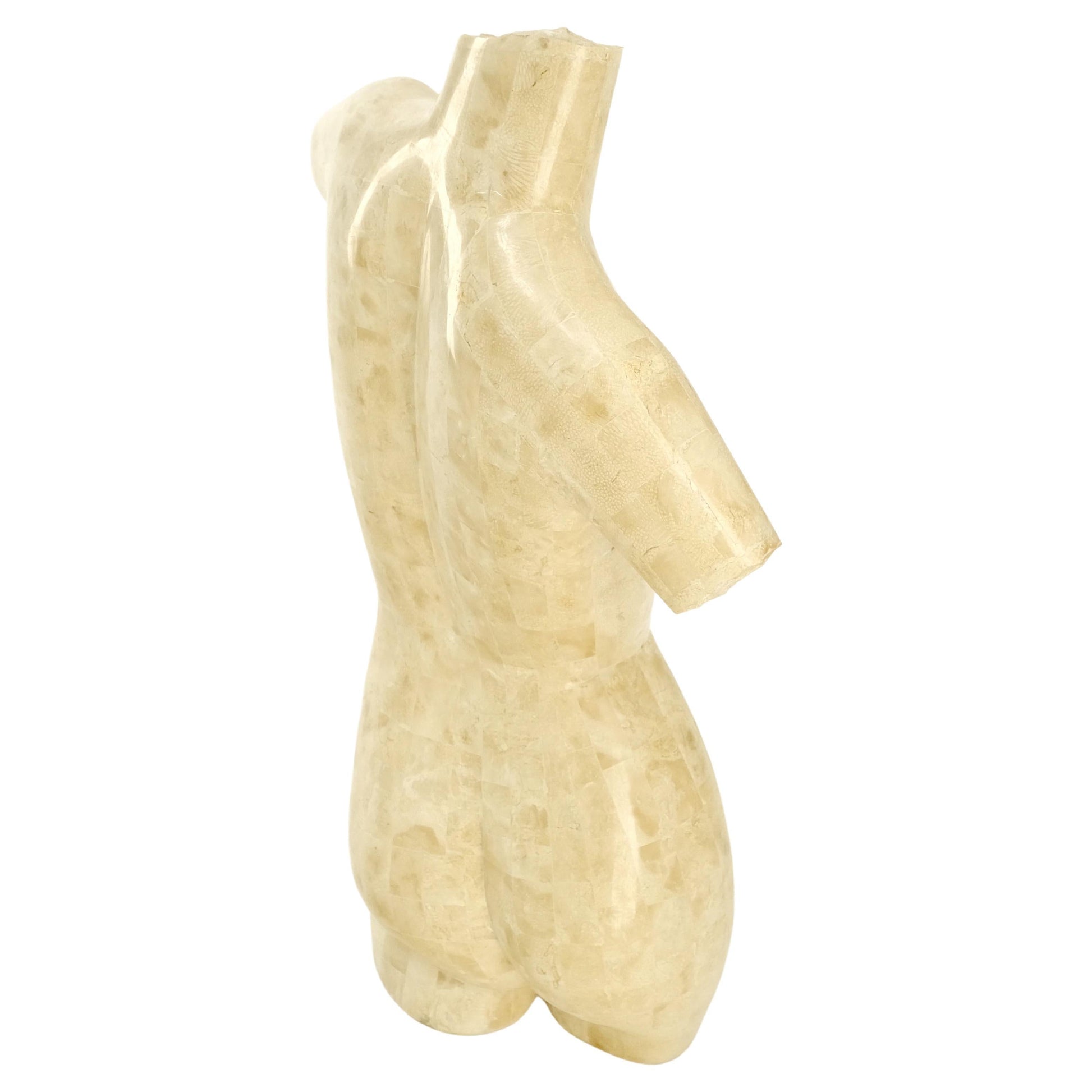EstablishedLines Tessellated Stone Marble Travertine Sculpture of Nude Female Torso Mint!