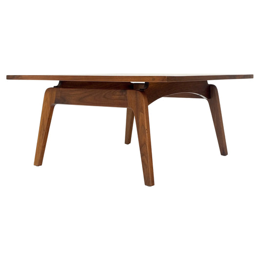 EstablishedLines Square Walnut Mid Century Modern "Floating" Top Coffee Center Table Risom Style