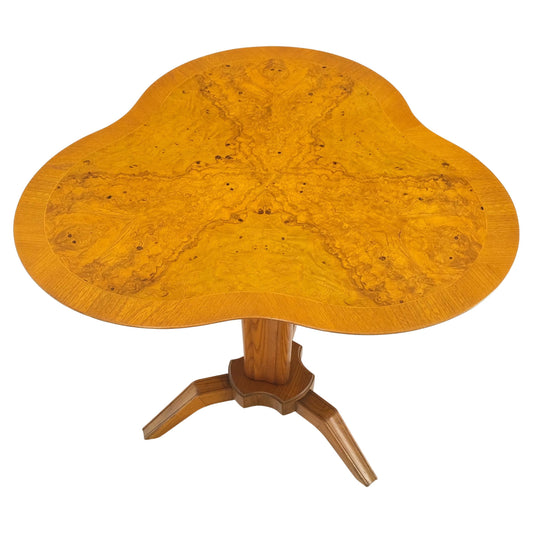 EstablishedLines Swedish Mid-Century Modern Burl Wood Tri Legged Side End Table Stand 1949 Mint!