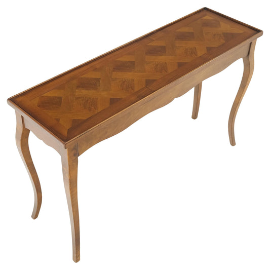 EstablishedLines Parquetry Top Cabriole Leg Decorative Italian Modern Walnut Console Sofa Table