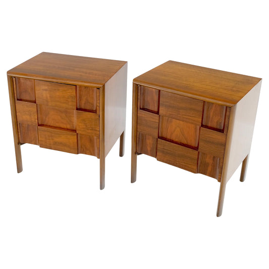 EstablishedLines Pair Swedish Walnut Birch Int Block Front Door End Side Tables Night Stands Mint