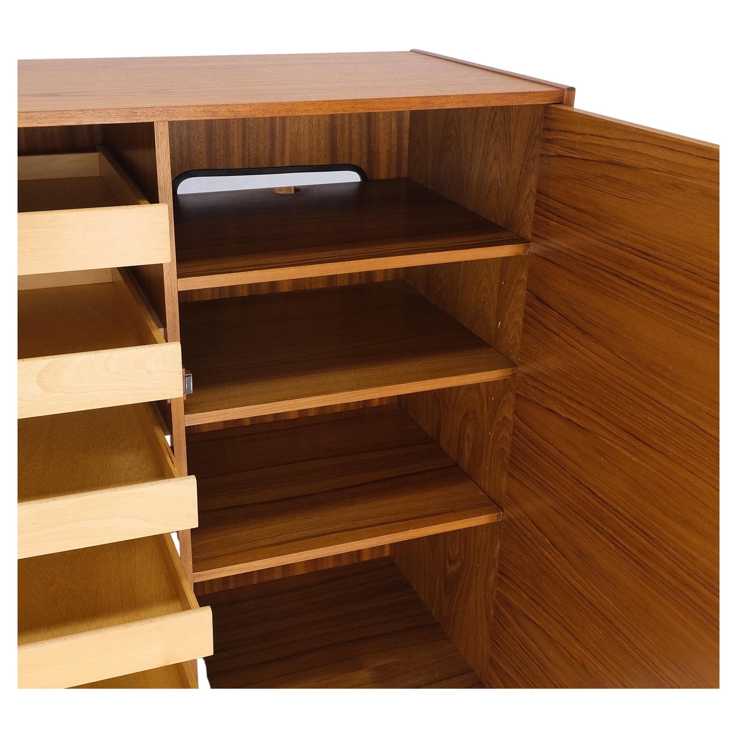 EstablishedLines Danish Mid-Century Modern Teak Side by Side Dresser Chest of Drawers Chifforobe