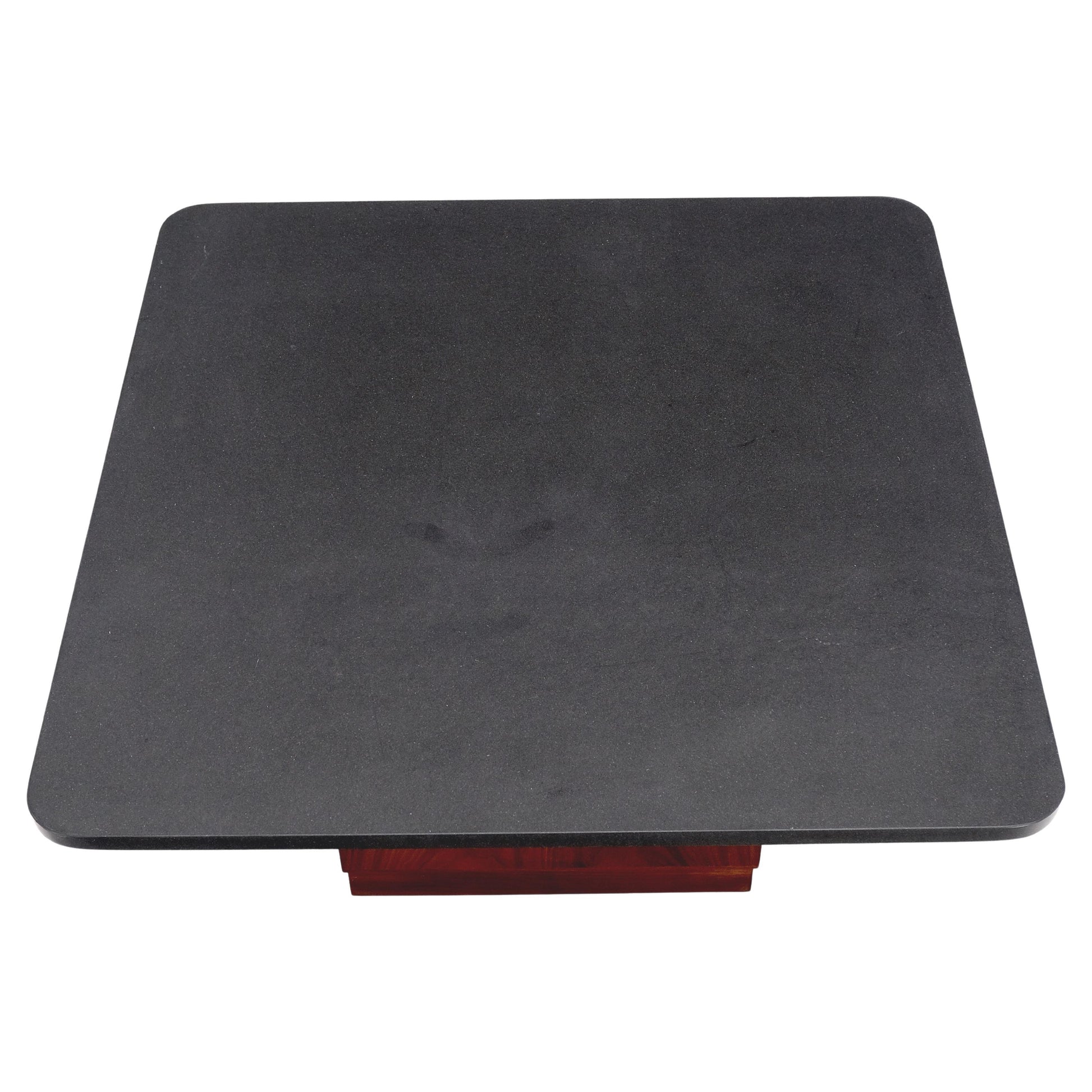 EstablishedLines Cube Shape Oiled Walnut Pedestal Base Square Slate Too Coffee Center Table MINT!