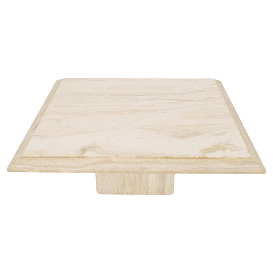EstablishedLines Large 41" Square Italian Mid Century Modern Single Pedestal Coffee Table Beveled
