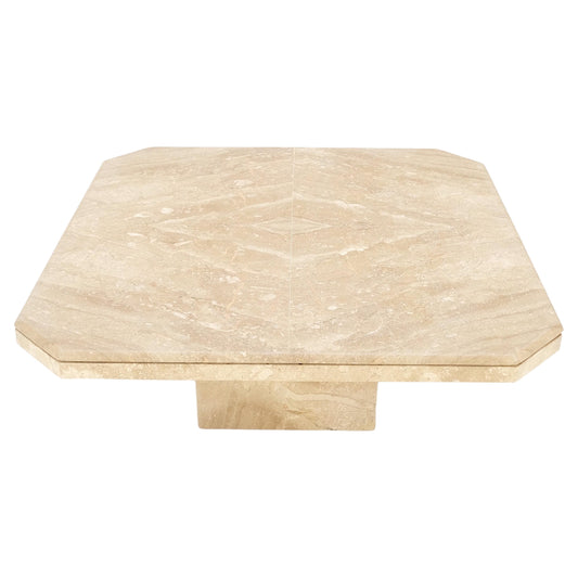 EstablishedLines Large 40" Square Single Pedestal Cut Corners Italian Mid Century Coffee Table