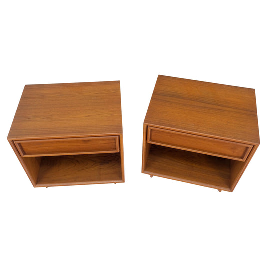 EstablishedLines Pair of Mid Century Danish Modern Teak One Drawer Nightstands End Tables MINT!