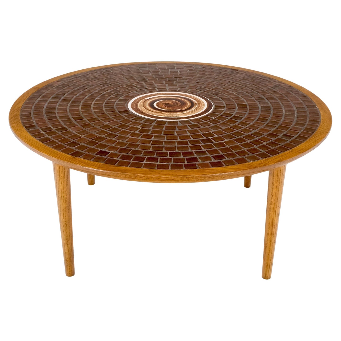 Gordon Martz Tile Mosaic Round Top Coffee Table on Tapered Dowel Legs MINT!