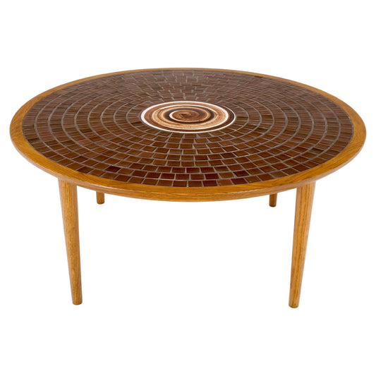 EstablishedLines Gordon Martz Tile Mosaic Round Top Coffee Table on Tapered Dowel Legs MINT!