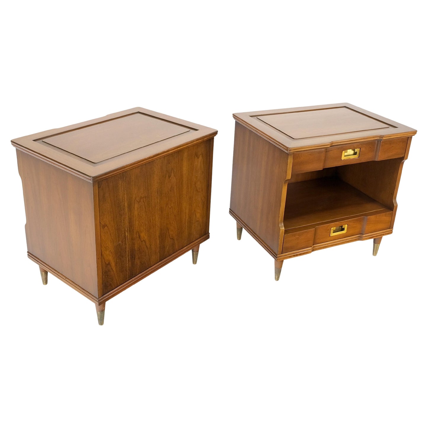 EstablishedLines Pair Widdicomb Campaign Style Solid Cherry Brass Pulls Night Stands Tables MINT!