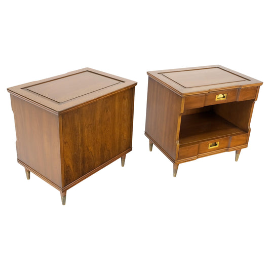 EstablishedLines Pair Widdicomb Campaign Style Solid Cherry Brass Pulls Night Stands Tables MINT!