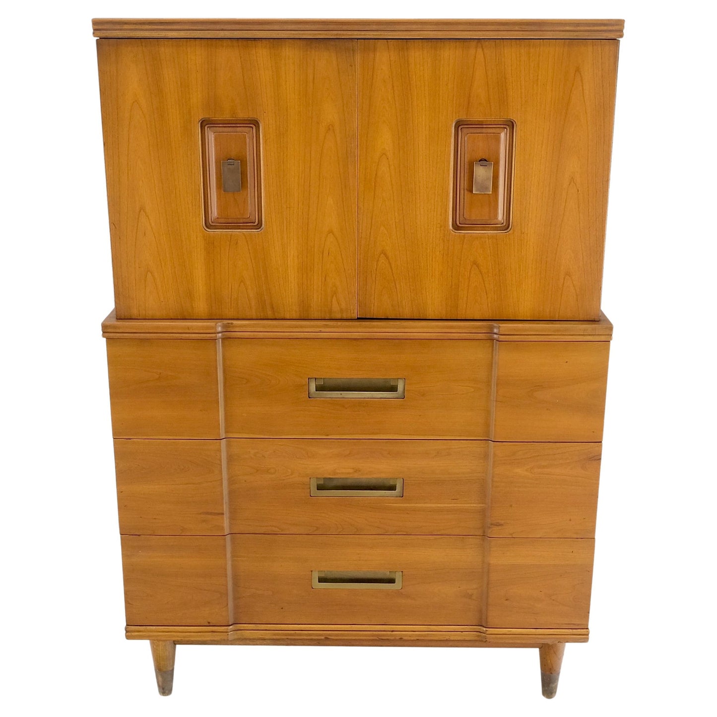 Widdicomb Solid Cherry Brass Pulls Hardware Block Front High Chest Dresser Mint!