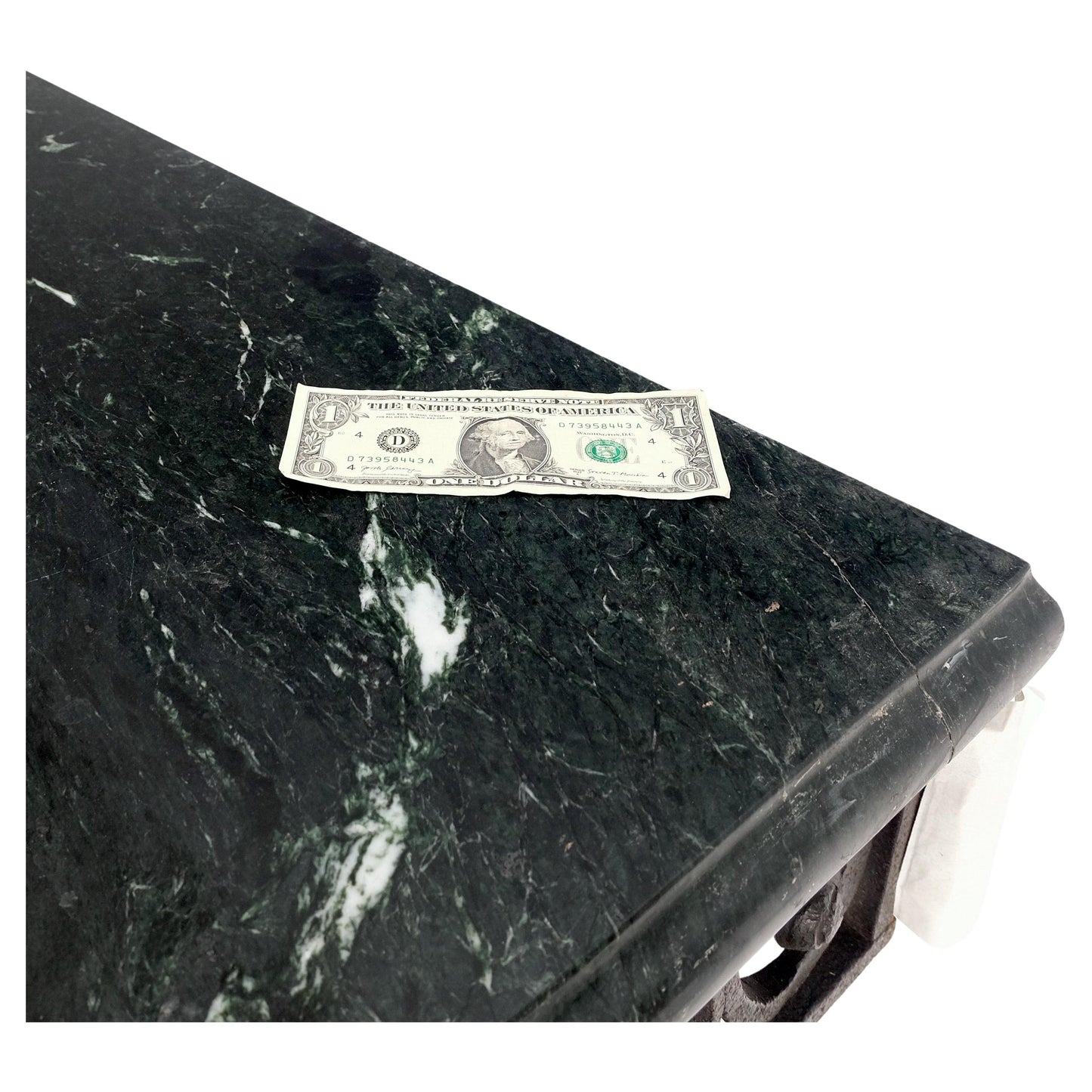 EstablishedLines Large Heavy Wall Wrought Iron Base Marble Top Console Hall Entry Table MINT!