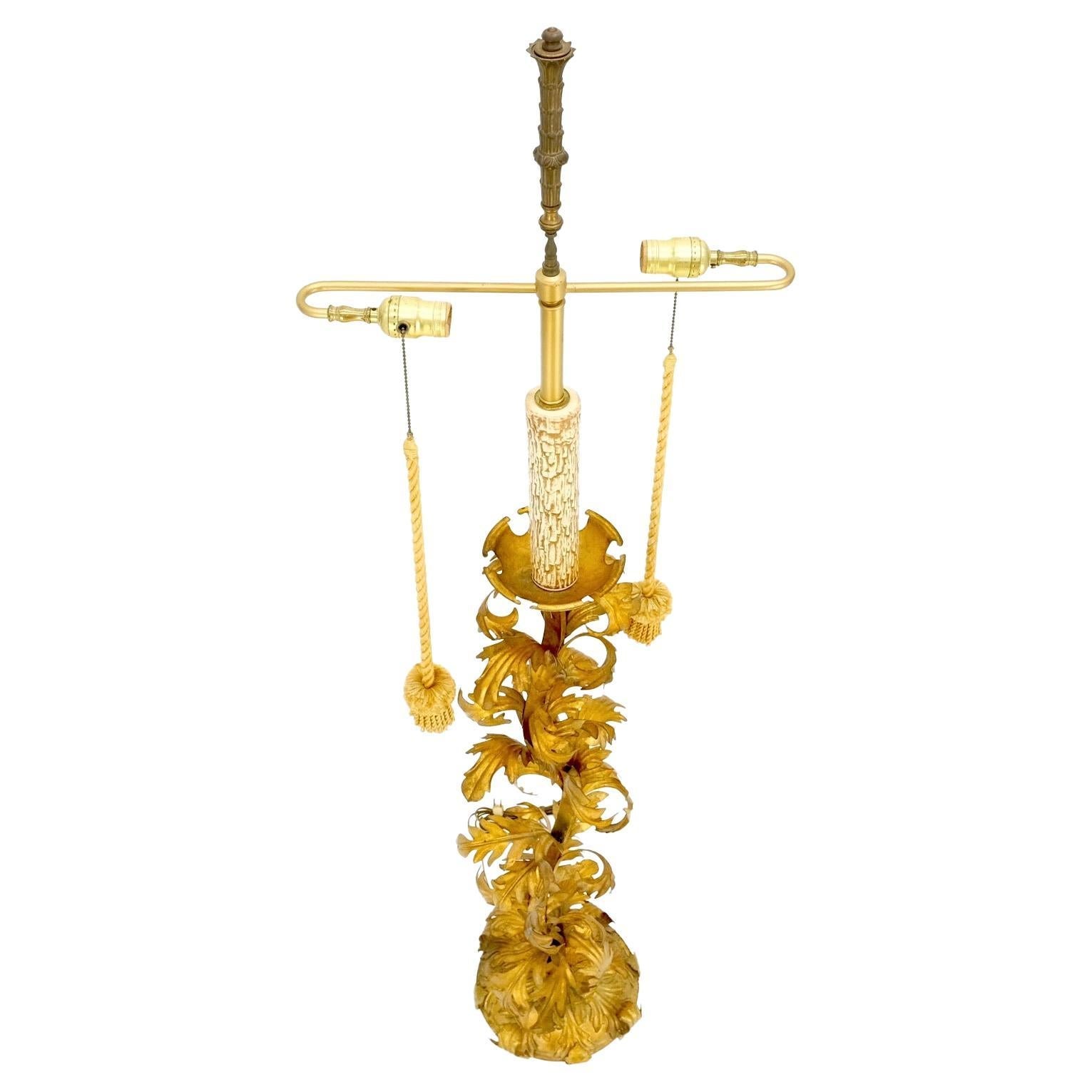 EstablishedLines Decorative Italian Gold Leaf Metal Floor Lamp Mint!