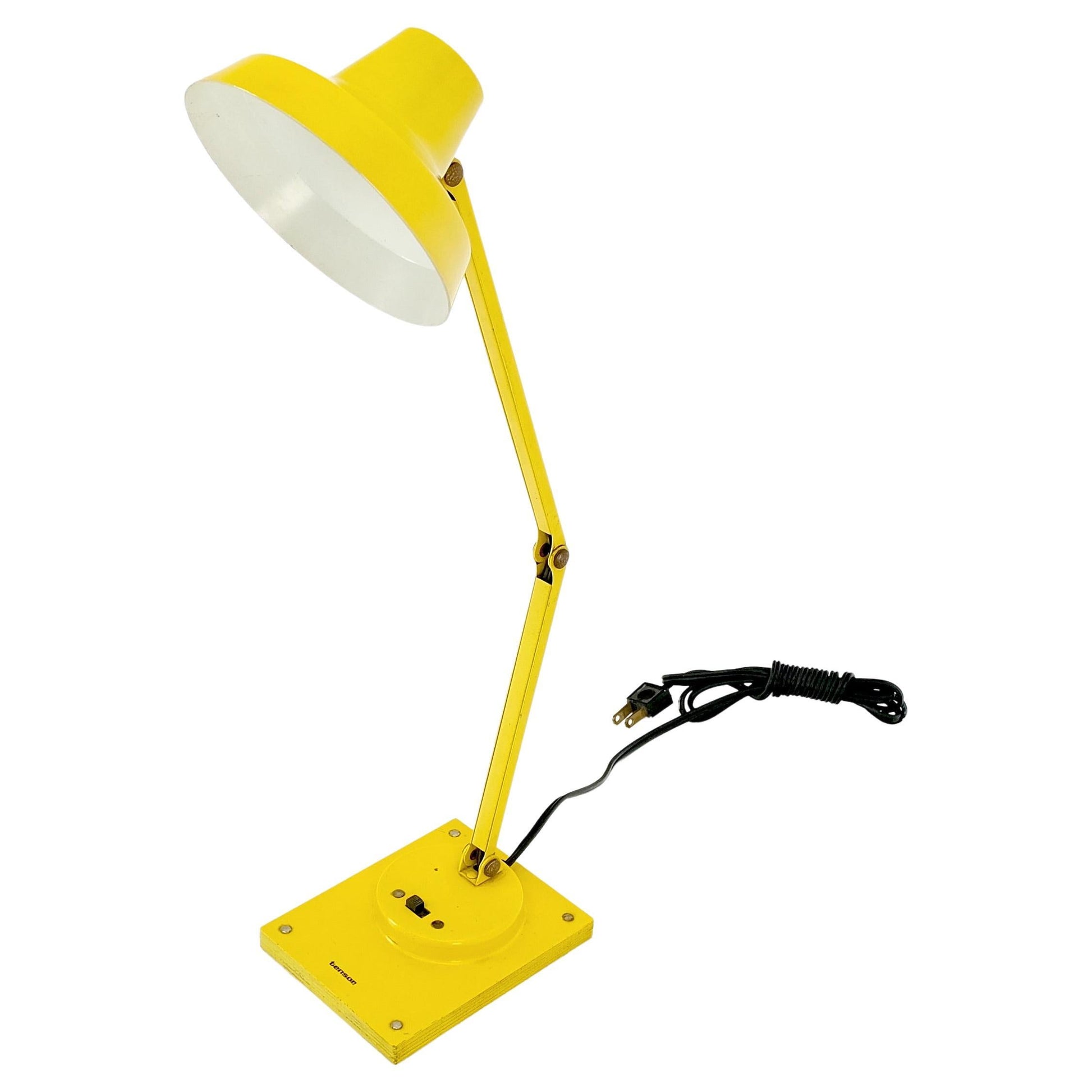 EstablishedLines Vintage Mid-Century Modern Tensor Bright Yellow Enamel Adjustable Desk Lamp
