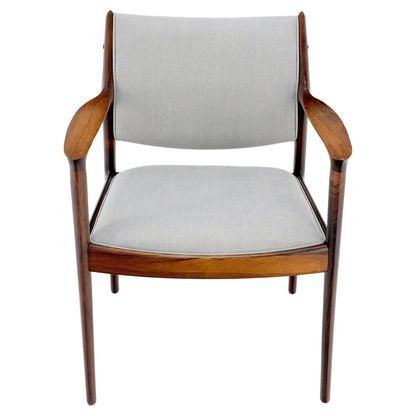 Finn Juhl Attributed Heavy Solid Rosewood Arm Desk Chair New Upholstery Mint!