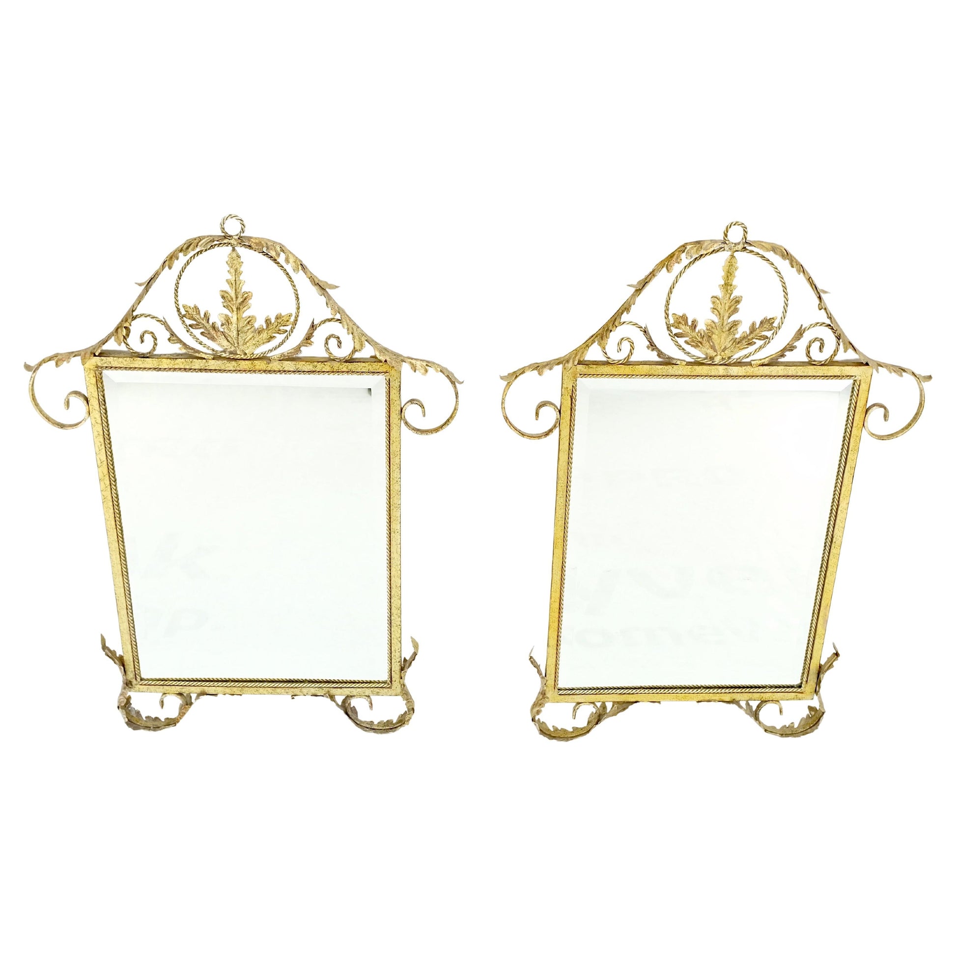 EstablishedLines Pair of Regency Style Gilt Metal Rectangle Wall Mirrors Mint!