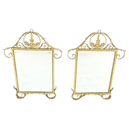 EstablishedLines Pair of Regency Style Gilt Metal Rectangle Wall Mirrors Mint!