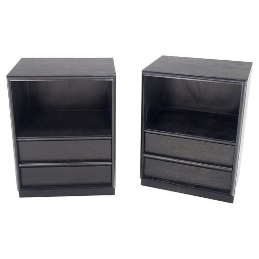 EstablishedLines Pair Gibbings for Widdicomb Ebonized Black Lacquer Night Stands End Tables Mint