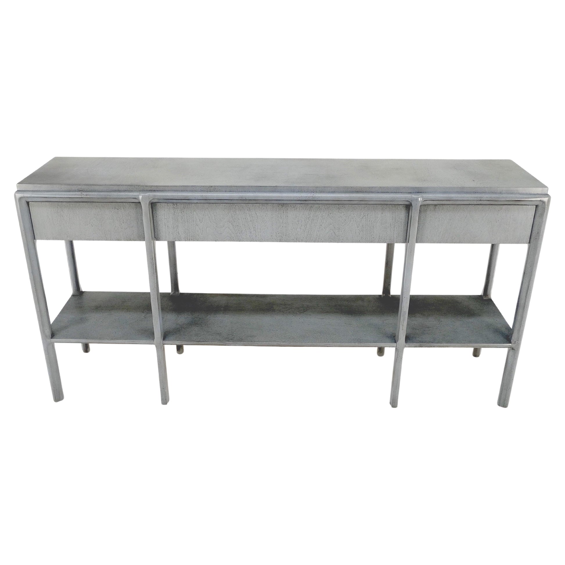 EstablishedLines Widdicomb Faux Finish 3 Drawer Long Sofa Console Table Credenza W/ Shelf Mint!