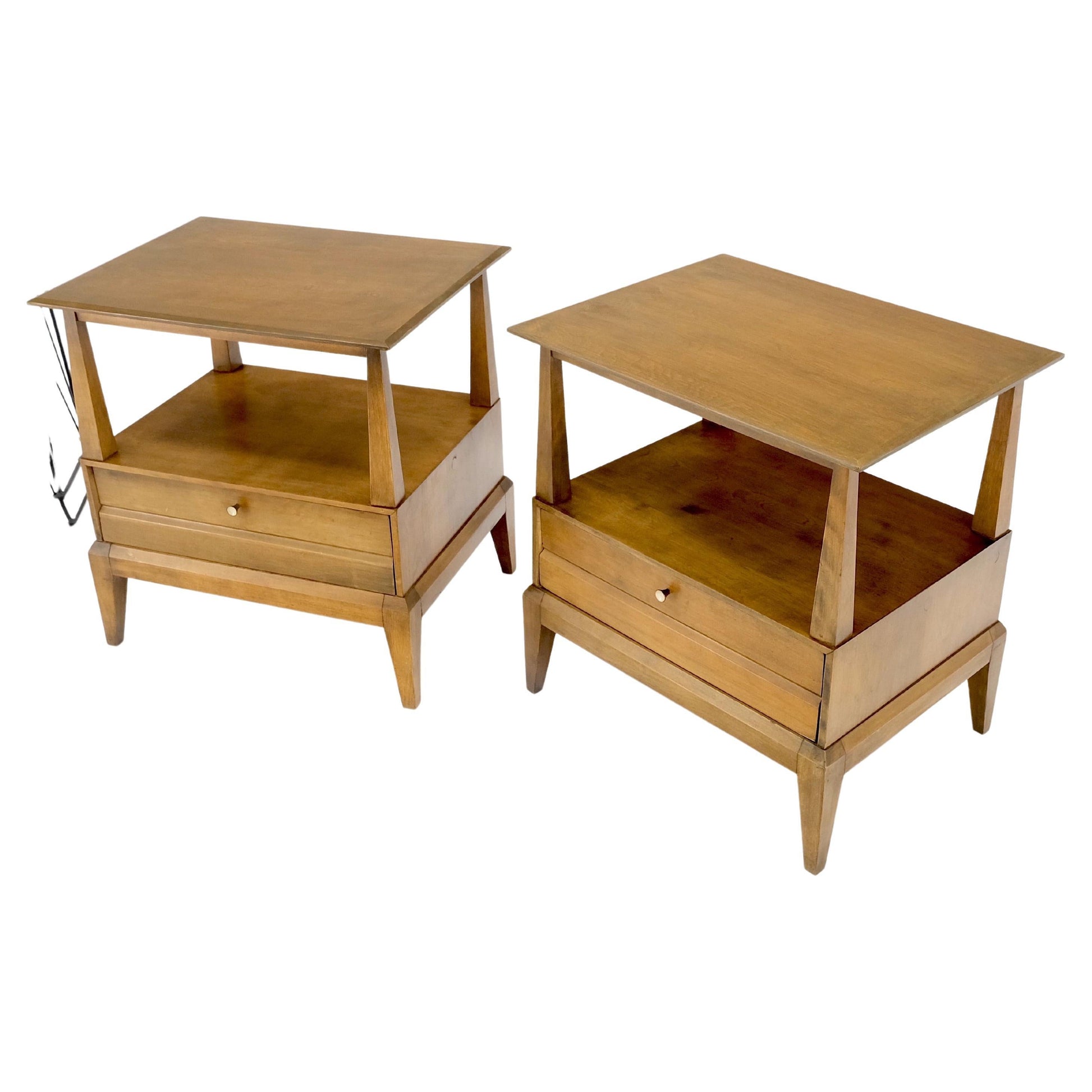 Pair Heywood Wakefield Mid-Century Modern One Drawer Nightstands End Tables Mint
