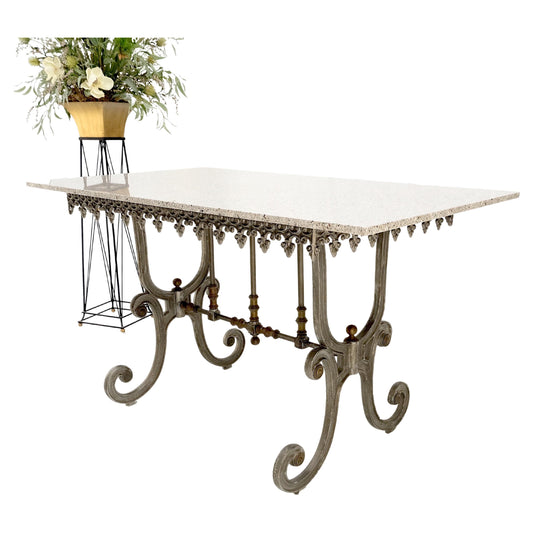 EstablishedLines Countertop High 36"H Cast Iron Base Beige Granite Top Dinning Serving Table