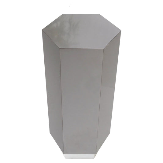 EstablishedLines Grey Laminate Aluminum Base Hexagon Shape Mid-Century Modern Pedestal