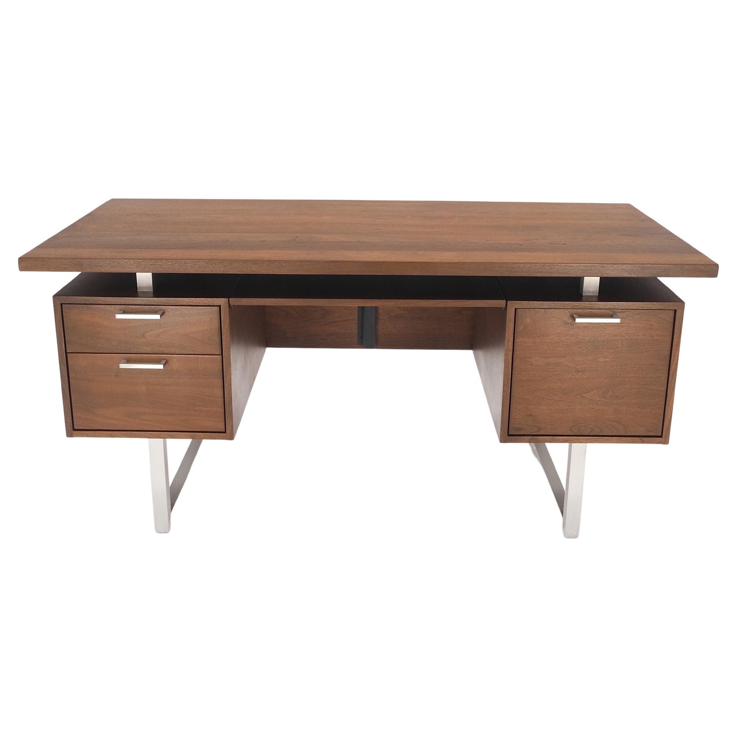 EstablishedLines Solid Walnut Mid-Century Modern Floating Top All Restored Desk Table Mint!