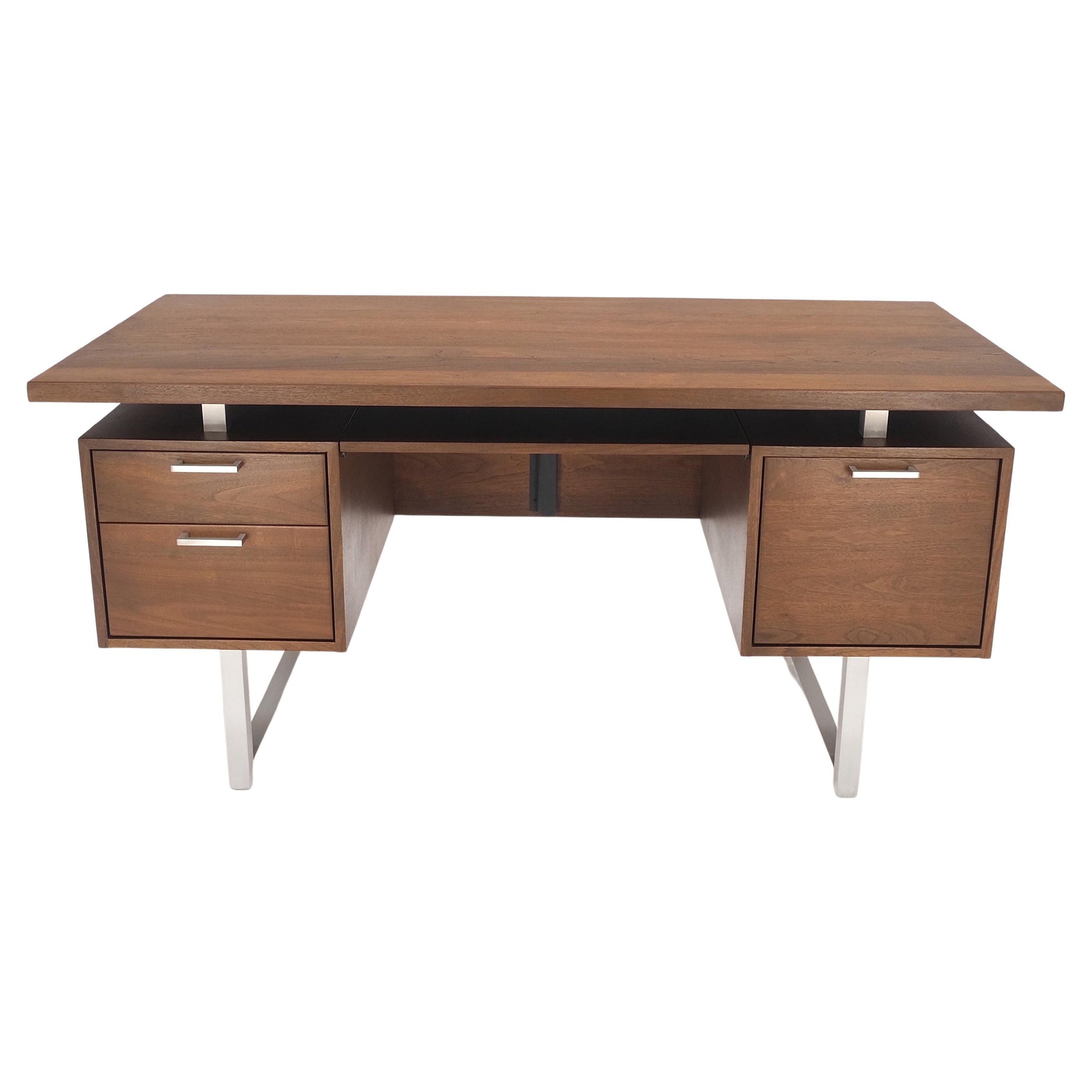 EstablishedLines Solid Walnut Mid-Century Modern Floating Top All Restored Desk Table Mint!