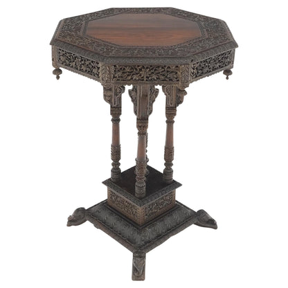 EstablishedLines Very Fine Carved Solid Rosewood Asian Oriental Lamp Occasional Stand Table Mint