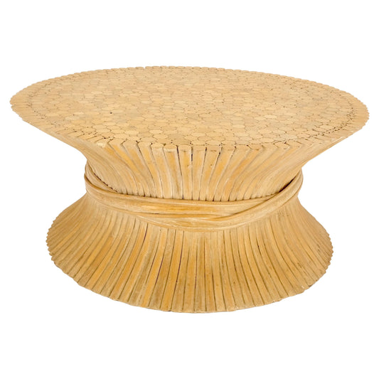 EstablishedLines Large Round Sheath of Bamboo Round Coffee Table Mid Century Modern McGuire MINT!