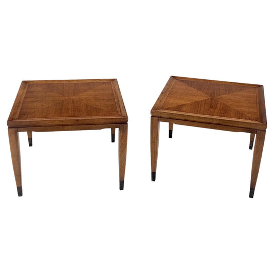 EstablishedLines Pair of Mid Century Modern Square  Walnut Side End Tables Removable Legs MINT!