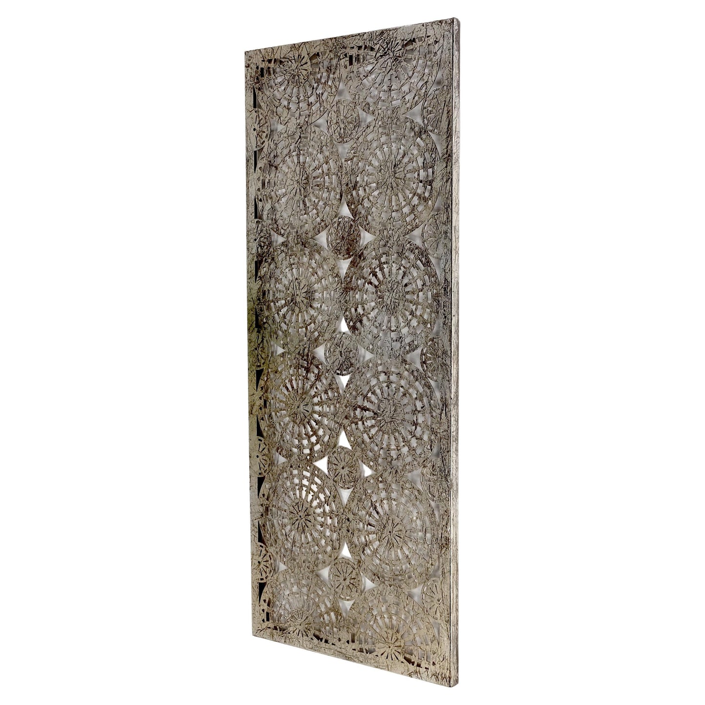 EstablishedLines Geometrical Patterns Silver Gilt Sheet Metal Wall Hanging Sculpture Screen MINT