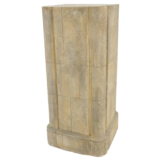 EstablishedLines large 19x19 Square Faux Travertine 41" Tall Carved Geometric Decorative Pattern