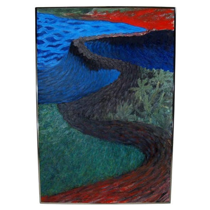 EstablishedLines Terra Nostra Modern Painting by Paul Aho, circa 1987 Mid Century Modern Abstract