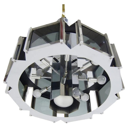 EstablishedLines Robert Sonneman Mid-Century Modern Chrome Chandelier