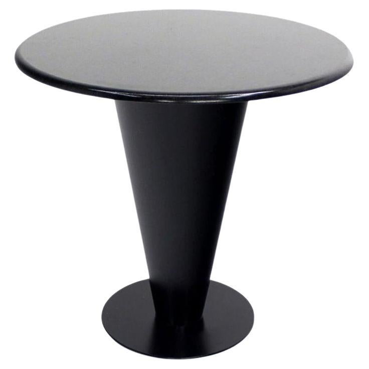 EstablishedLines Apollo Woodworking Black Granite Top Heavy Metal Cone Base Cafe Gueridon Table