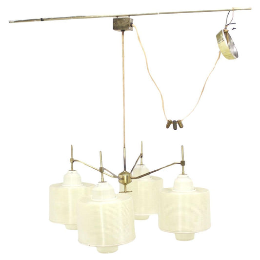 EstablishedLines 4 White Acrylic Shade Mid Century Modern Adjustable Light Fixture Chandelier