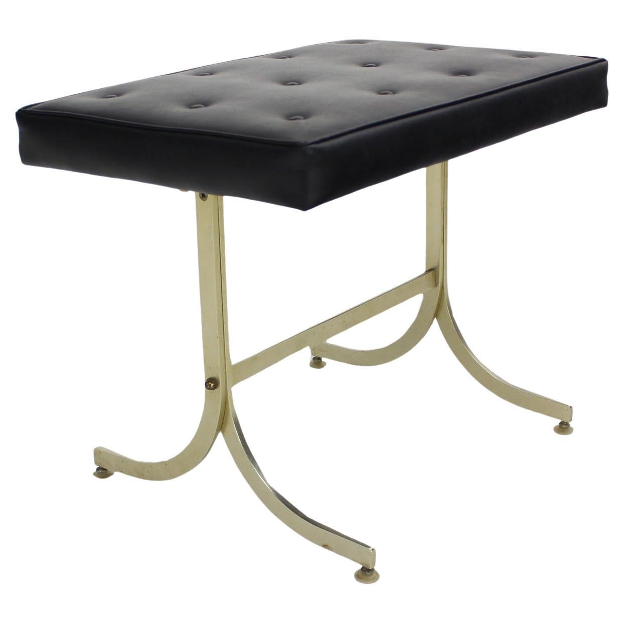 EstablishedLines Mid Century Modern Splayed Leg Compact Piano Window Bench Tufted Black Vinyl