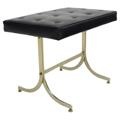 EstablishedLines Mid Century Modern Splayed Leg Compact Piano Window Bench Tufted Black Vinyl