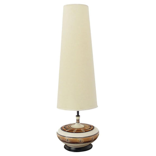 EstablishedLines Large 53" Tall Round Porcelain Pottery Base Mid-Century Modern Table Lamp MINT!