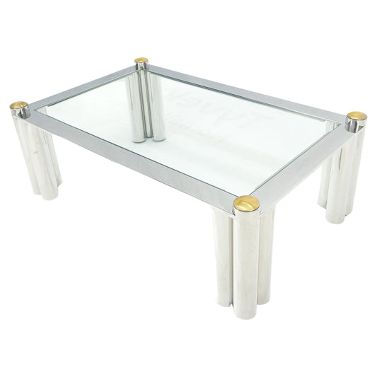 EstablishedLines Chrome Finish Stainless Steel Triple Cylinder Leg Frame Rectangle Coffee Table