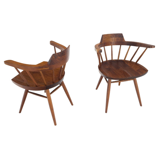 Pair of George Nakashima Captain's Dining Chairs in Walnut