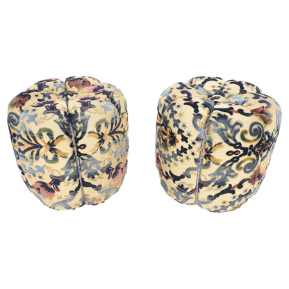 EstablishedLines Pair of Floral Upholstery Custom Studio Made Ottomans Poufs Benches Stool MINT!